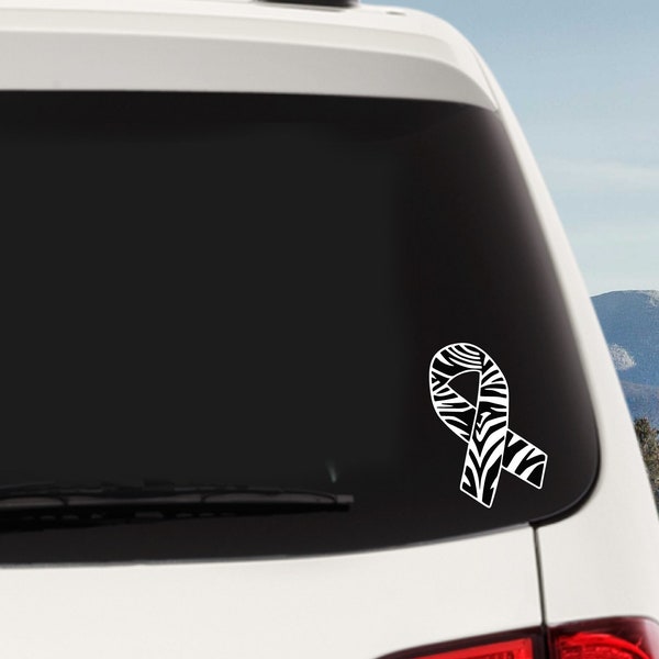 Awareness ribbon rare disease cancer zebra stripe decal for car truck window laptop cell mobile phone sticker outdoor sign vinyl decals