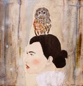 Alchemist II | inspiring art | woman with owl | birds of prey | neutral wall decor | museum quality print | Giclée | encaustic artwork