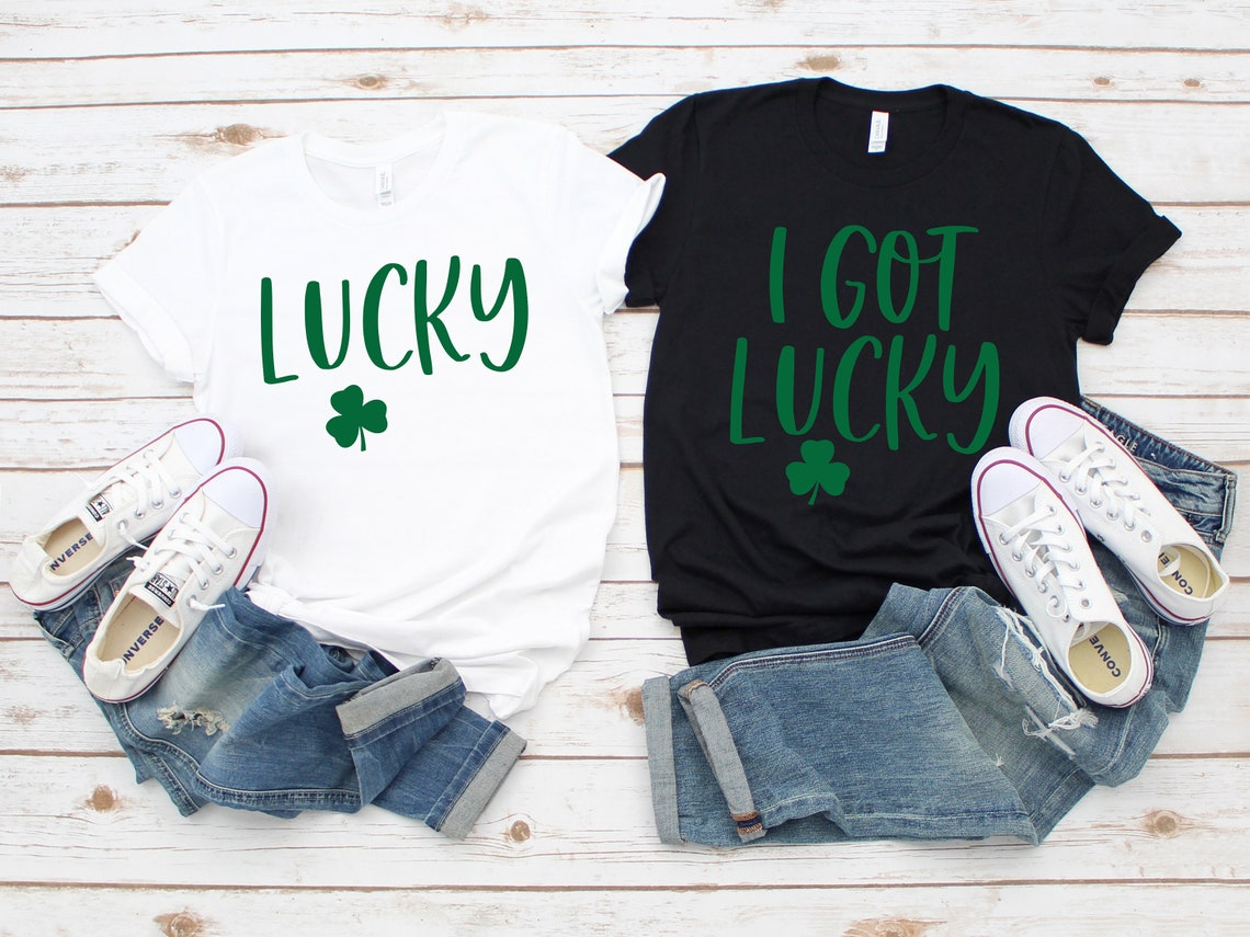 I Got Lucky Lucky Husband Wife Shirtbridal St Patricks Etsy