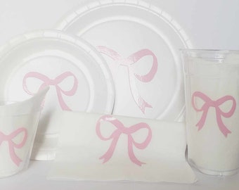 Coquette Bow Party Plates and Napkins, Set, Party Supplies