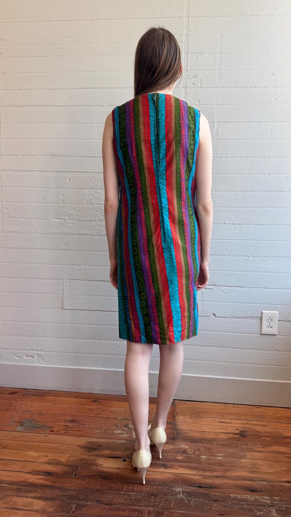 1960s 60s Psychedelic Floral Cotton Sheath Dress … - image 10