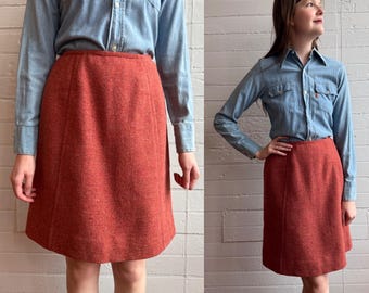 1970s 70s Pendleton Rusty Orange Wool Mini Skirt - XS