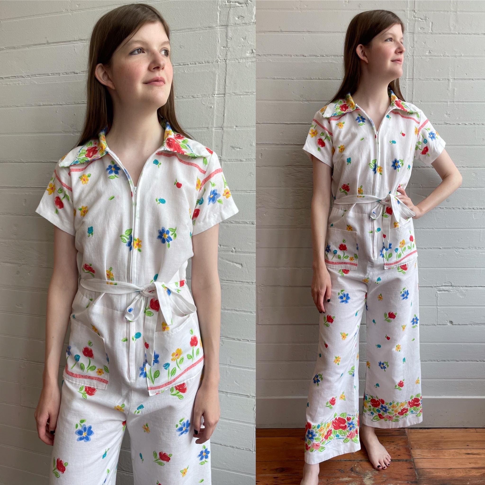 ジャンプスーツ(花柄) 60s -70s floral jump suits ( ヴィンテージ 花柄 ジャンプスーツ