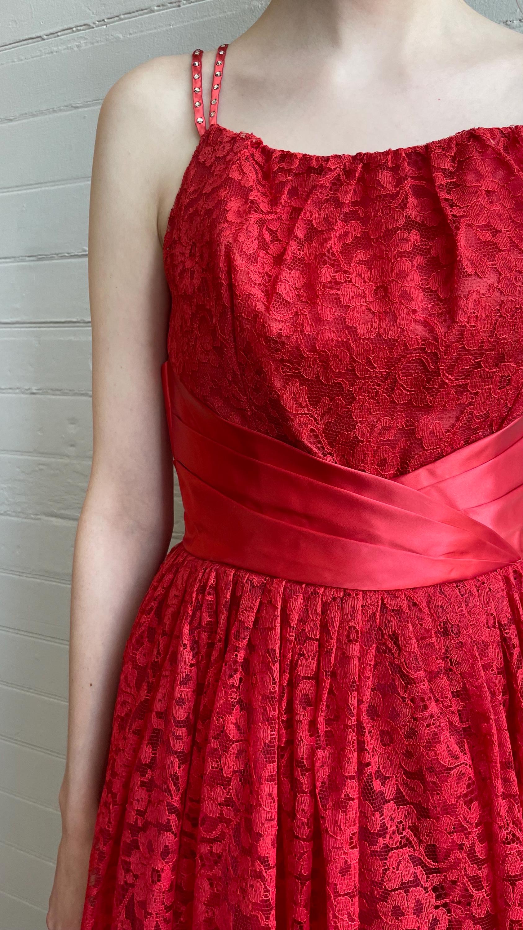 red lace 50s dress Rose lace