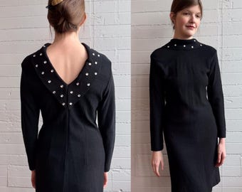 Vintage 80s Adrienne Vittadini Black Cotton Knit Dress Size 12 Made in Hong  Kong MINT Gold Attached Hoops - Etsy