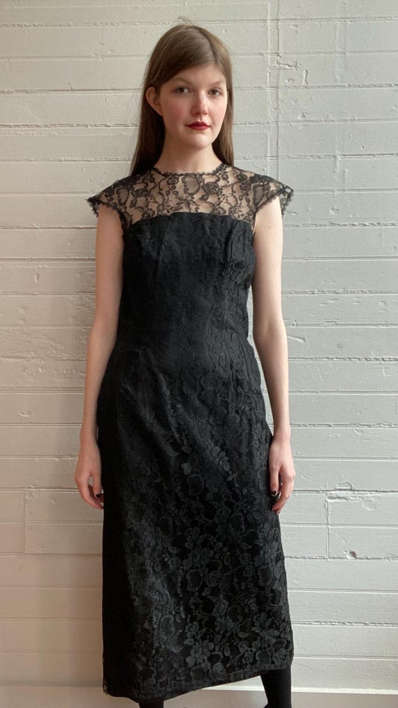 50’s Cocktail Dress / Black See Through Lace