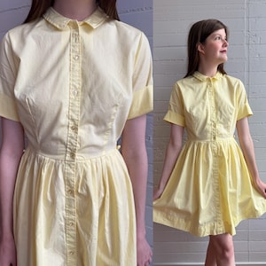 1960s 60s Butter Yellow Cotton Rayon Day Dress - XS/S