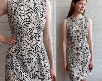Vestido tubo de seda con estampado animal de los años 90 (talla S/M)
