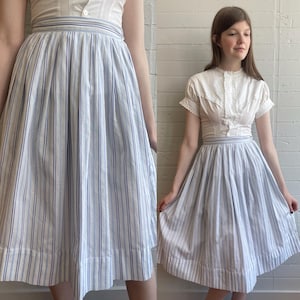 Gonna in cotone bianco anni &#39;50 con motivo a righe unico - XS