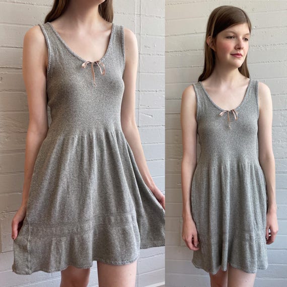 1910s 1920s Gray Knit Slip Dress - Small / Medium - image 1