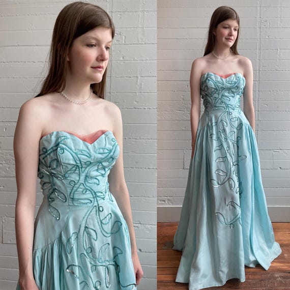 sky blue chiffon dress Sky Blue Chiffon Ruffles Square Neck Column With Side Slit Ankle Lengt –  clover sew main image 0