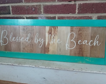 Blessed by the Beach upcycled pallet wood sign