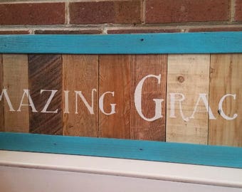 Amazing Grace upcycled pallet wood sign