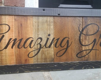 Amazing Grace upcycled pallet wood sign