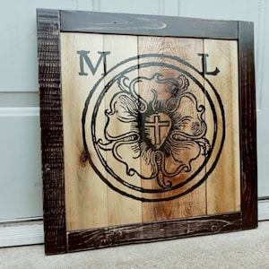 Martin Luther&#39;s seal upcycled pallet wood sign