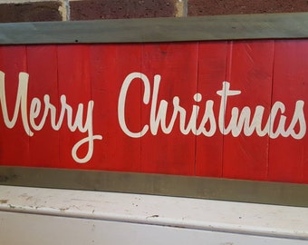 Merry Christmas upcycled pallet wood sign