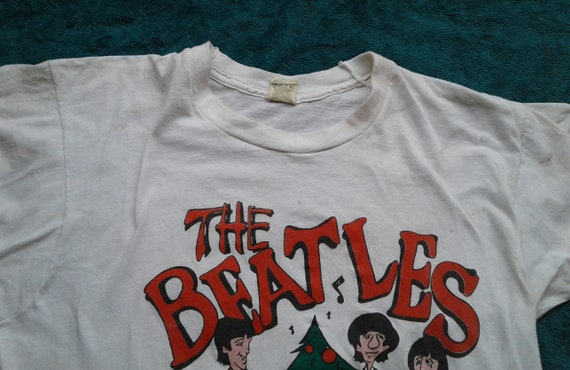 BEATLES RARE Vintage Christmas Art T-Shirt Authen… - image 4