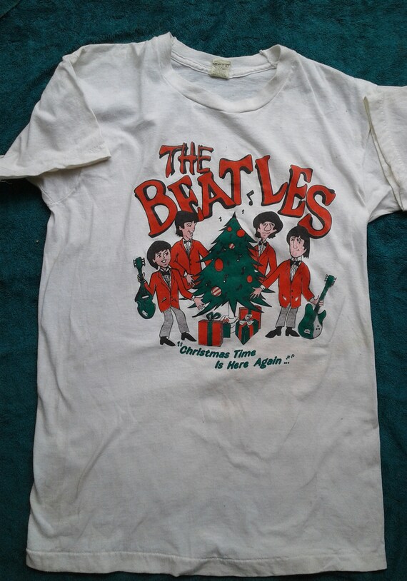 BEATLES RARE Vintage Christmas Art T-Shirt Authen… - image 7