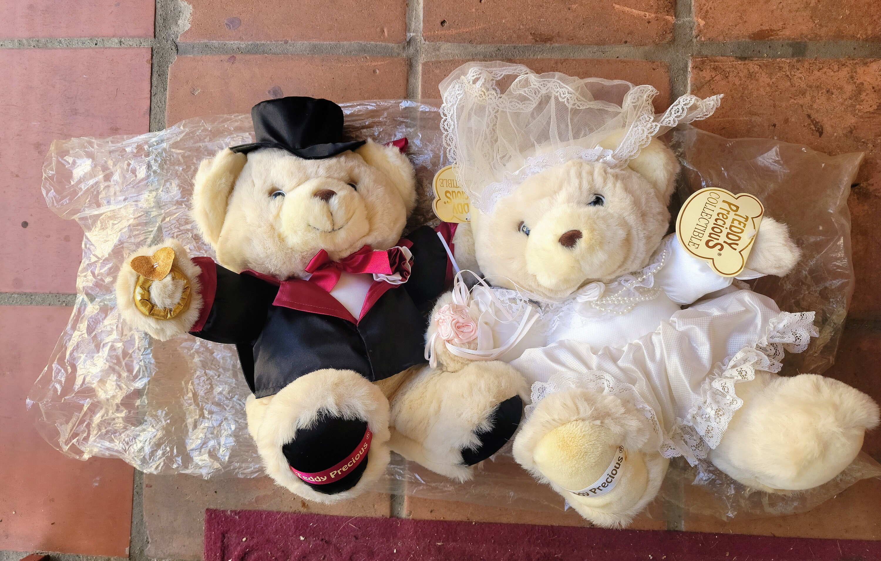 TEDDY PRECIOUS Bear Bride Groom 16 Inch Stufffed Plush Vintage EUC Gift Centerpiece 1995 Tags Etsy