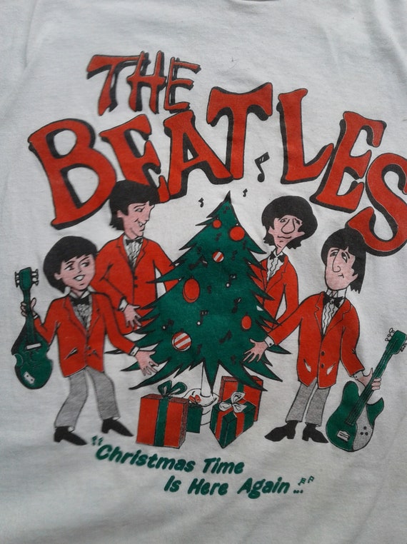 BEATLES RARE Vintage Christmas Art T-Shirt Authen… - image 2