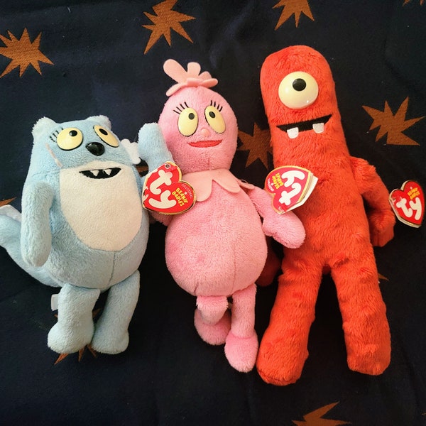 Retired Beanie Babies Gabba Gabba Toodee Muno Foofa EUC Tags Lot of 3 Ship Worldwide