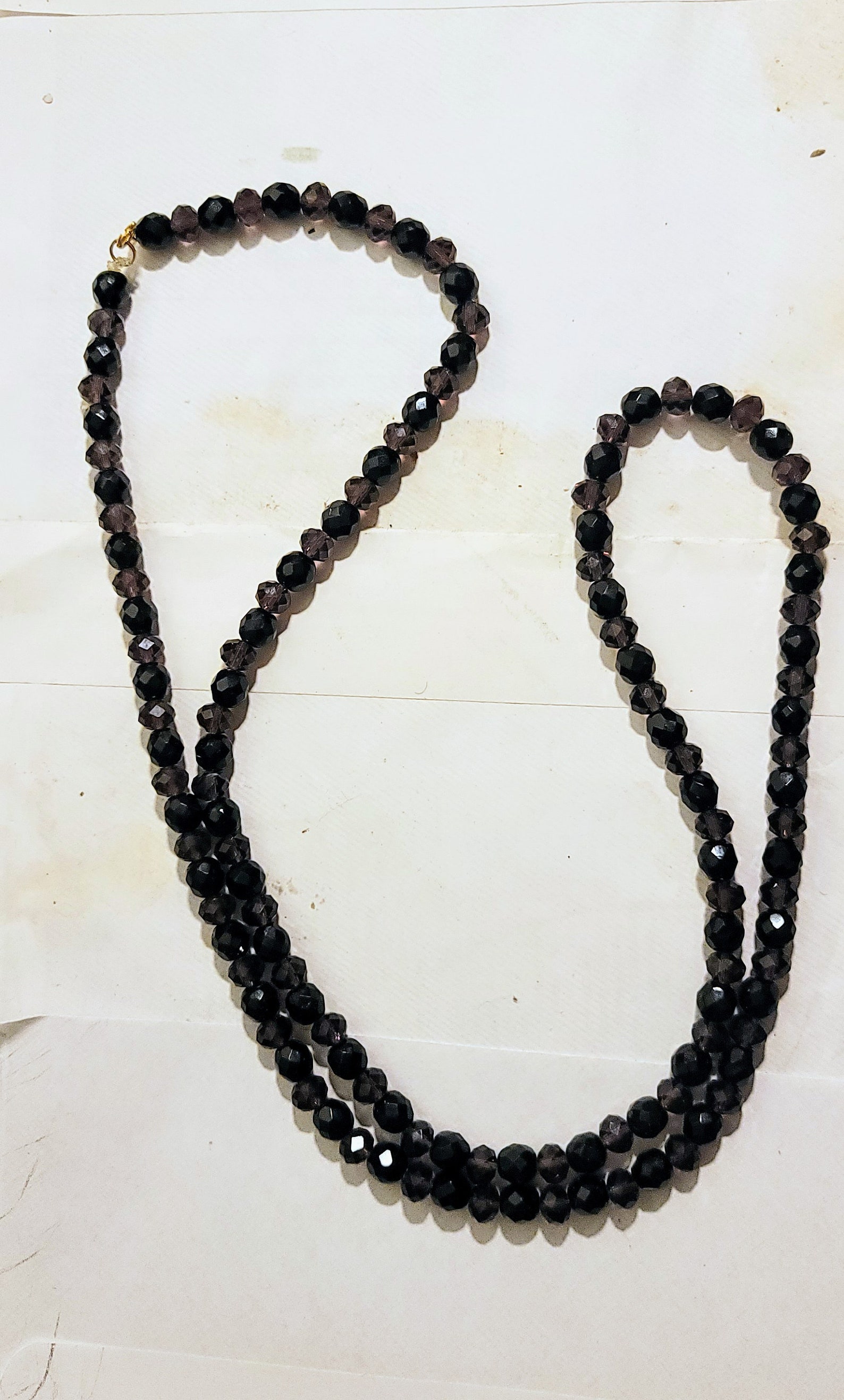 Antique Beads Black Jet Long Necklaces FLAPPER Crystal 48 Inch - Etsy UK