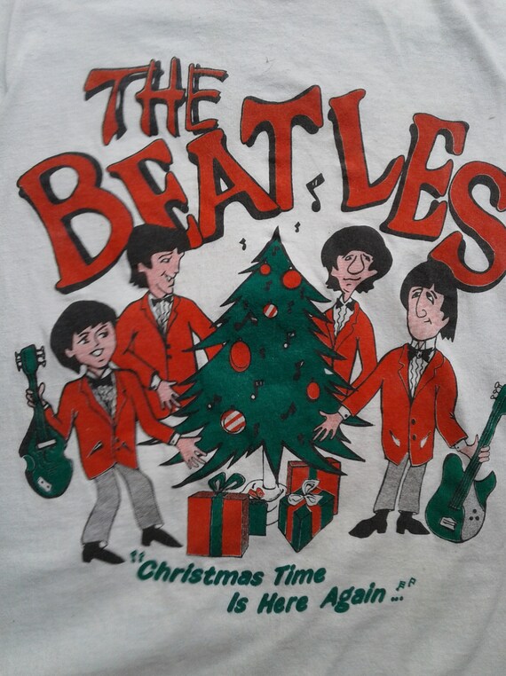 BEATLES RARE Vintage Christmas Art T-Shirt Authen… - image 6