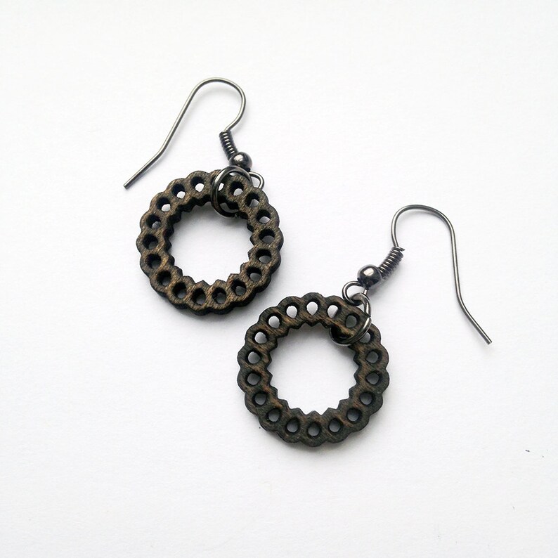 Ball Bearings Hoop Earrings Wood Earrings Steampunk Etsy