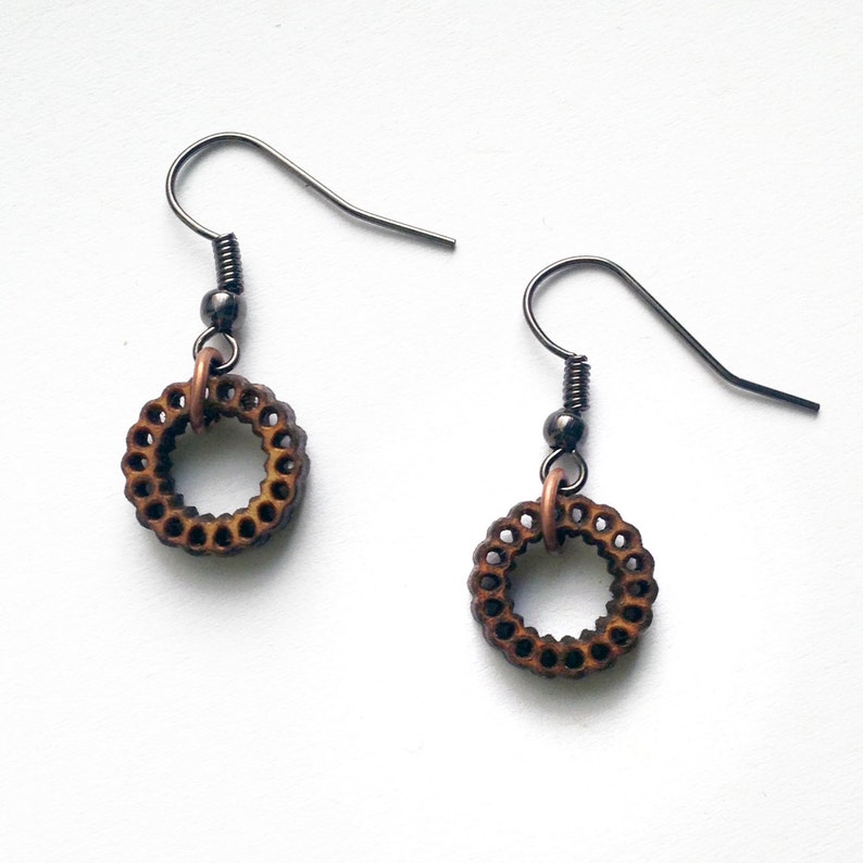 Ball Bearings Hoop Earrings Wood Earrings Steampunk Etsy