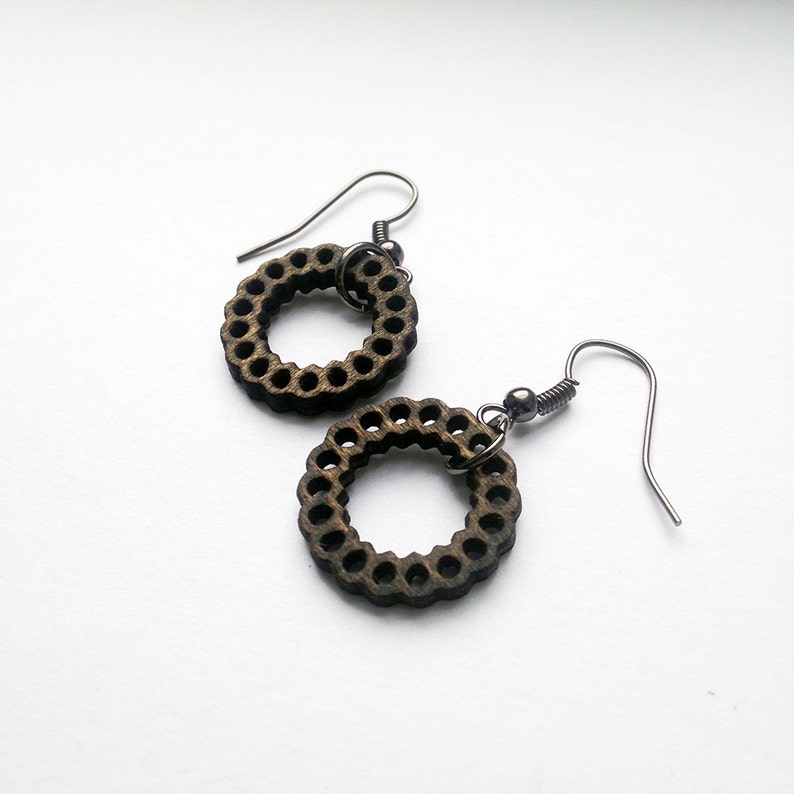 Ball Bearings Hoop Earrings Wood Earrings Steampunk Etsy
