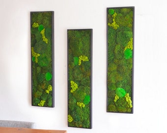 14"x54" Moss Wall Art. Real preserved zero-care green wall. Real preserved moss.