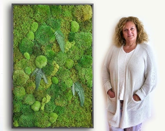 One 36"x54" Moss Plant Art. No Care Green Wall Art. Real Preserved Plants.