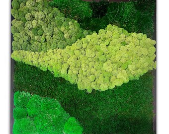 Modern Wave Design #3 Moss Wall Art. Real preserved zero-care green wall. Real preserved moss.