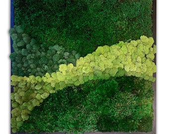 Modern Wave Moss Wall Art. Real preserved zero-care green wall. Real preserved moss.