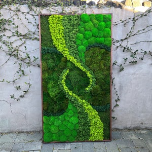 Modern Swirl Moss Wall | Green wall art | Preserved moss | Plant wall decor | Plant wall art | Moss wall art | Home office