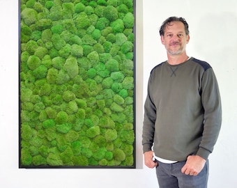 Preserved Moss Wall Art: Modern Biophilic Design in Charred Wood Frame