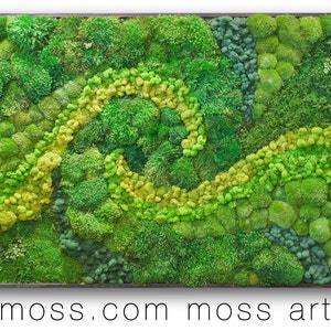 Swirl Moss Wall | Green wall art | Preserved moss | Plant wall decor | Plant wall art | Moss wall art | Home office