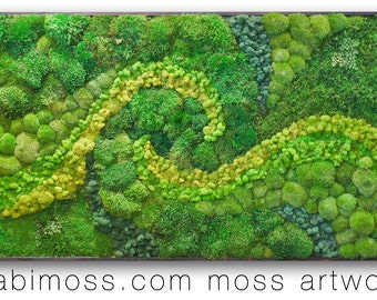 Swirl Moss Wall | Green wall art | Preserved moss | Plant wall decor | Plant wall art | Moss wall art | Home office