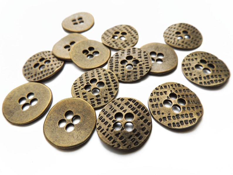 12PCS Bronze Silver Vintage Metal Round Two Hole Buttons Coat Sewing 15 20 mm