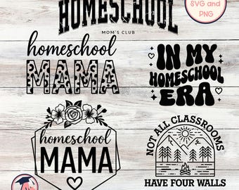 Homeschool Mom SVG Bundle: Retro Designs (Digital Download)