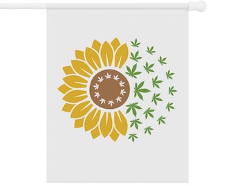 Jardín de girasoles y cannabis/bandera de la casa