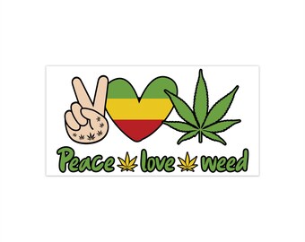Pegatinas para parachoques de paz, amor y cannabis