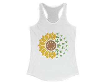 Camiseta sin mangas con espalda cruzada Ideal para mujer Sunflowers & Cannabis