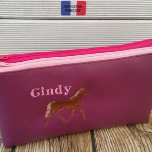 Faux leather double school kit, embroidered child kit, personalized kit