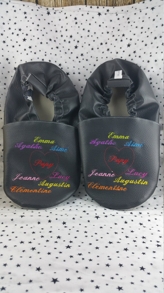 Soft leather slippers, imitation leather, baby slipper, boy slipper, girl slipper, child slipper, personalized slipper, grandpa