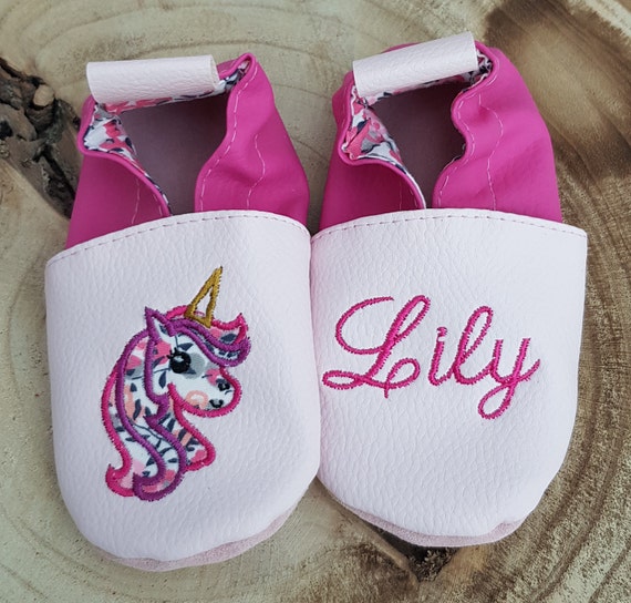 Soft leather, faux leather, baby slipper, girl's slipper, child's slipper, custom boot, limited edition unicorn