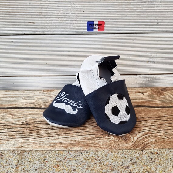 Soft leather slippers, baby slipper, child slipper, personalized slipper, football