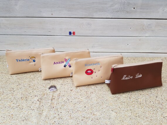 Faux leather school kit, embroidered children's kit, personalized kit