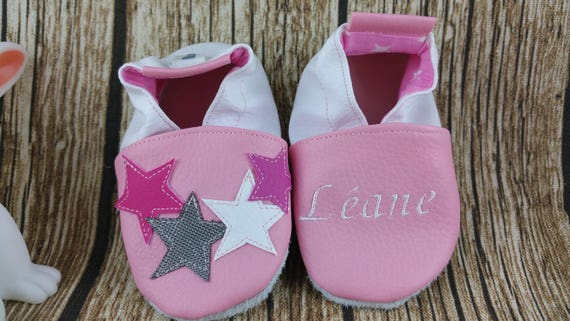 Soft leather slippers, imitation leather, baby slipper, boy slipper, girl slipper, children's slipper, personalized slipper, stars