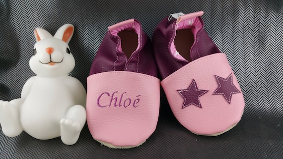 Soft leather slippers, imitation leather, baby slipper, boy slipper, girl slipper, children's slipper, personalized slipper, stars